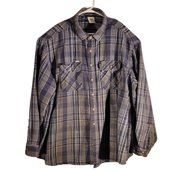 Carhartt flannel shirt jacket shacket mens 3XL XXXL blue plaid vintage 90's Y2K - Picture 1 of 11